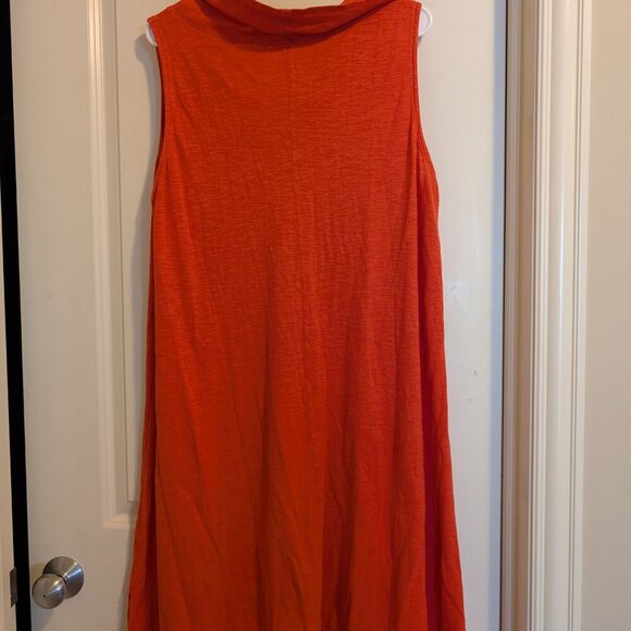Eileen Fisher Hemp and Cotton Cowl Neck Dress size large color orange - Picture 2 of 8